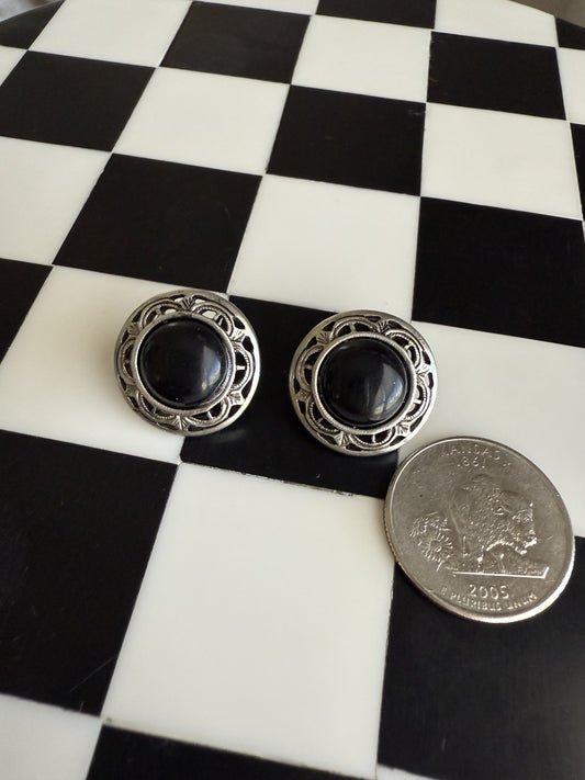 Circle Black Onyx Earrings